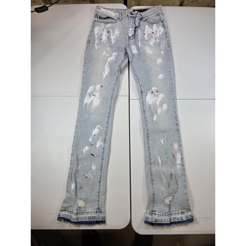 Rockstar Original Jeans Men's 32 RSM 16508 Flare Stacked Painted Distressed